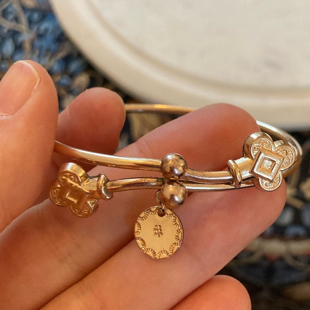 Antique Victorian Rose Gold Kiss-Lock Clasp Puffy Style Bypass Charm Bracelet